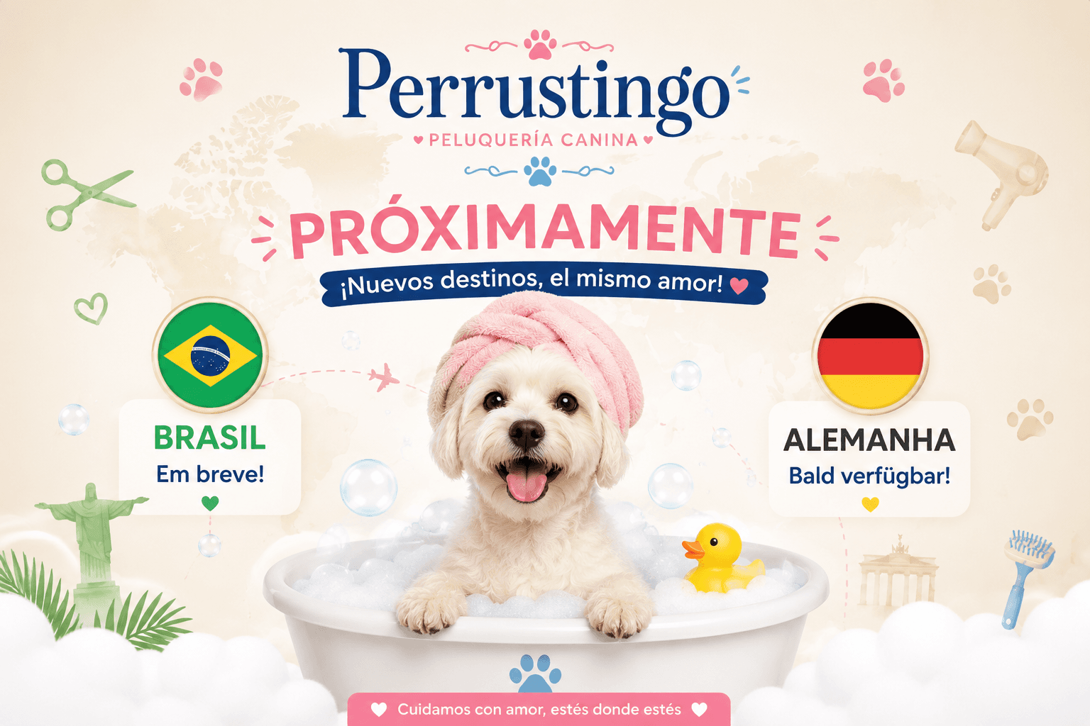 Próximamente Perrustingo internacional: Brasil (em breve) y Alemania (bald verfügbar) — nuevos destinos, el mismo amor.
