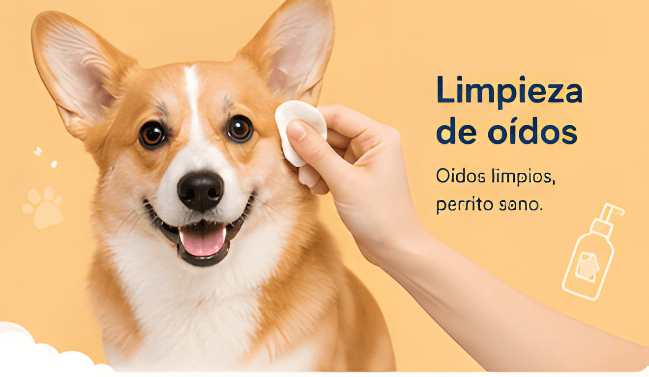 Limpieza de oídos — oídos limpios, perrito sano